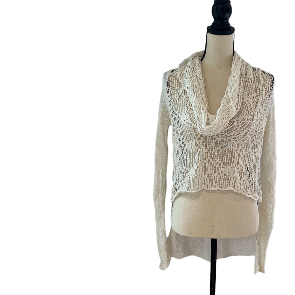Free People Cowl Neck Crochet Sweater, Size XS